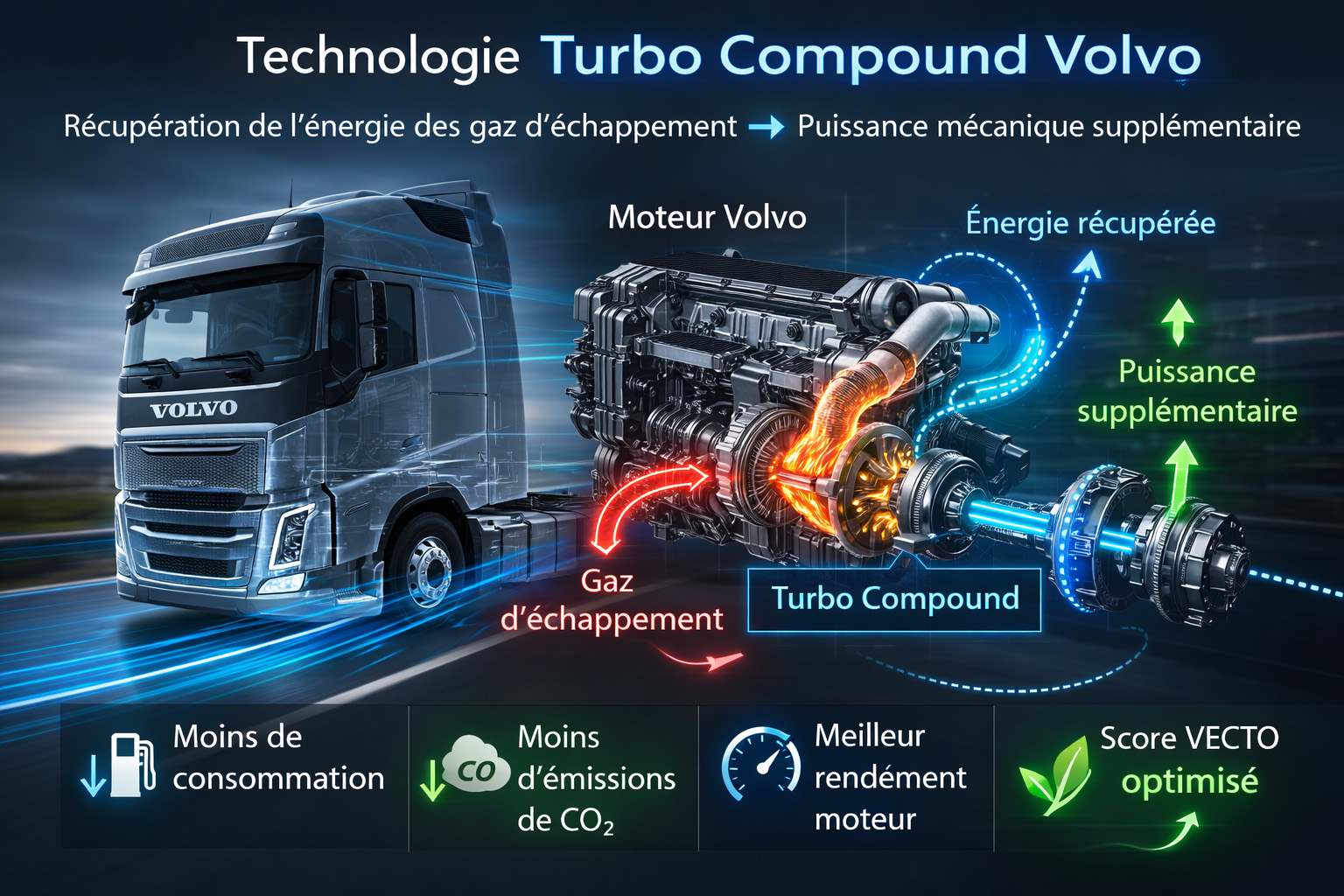 Technologie Turbo Compound Volvo pour reduction des emissions CO2