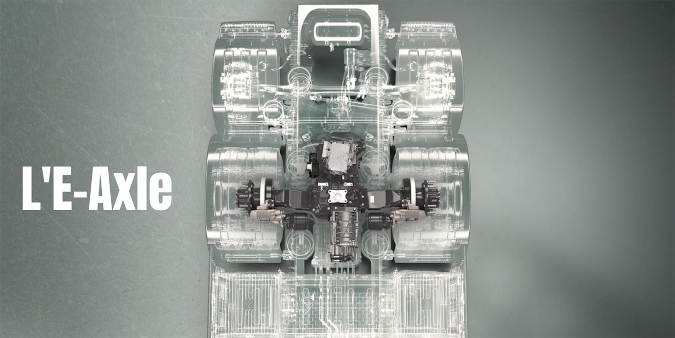 E-axle Volvo : deux moteurs électriques et boîte 6 rapports intégrés dans l'essieu